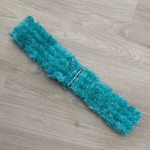 Textured Teal Ruffle Waist Belt